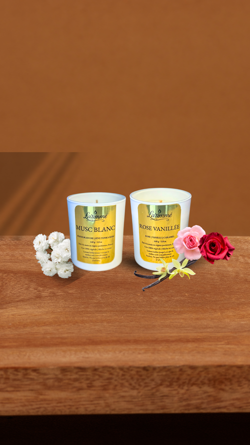 Duo Bougies Rose Vanillée - Musc Blanc